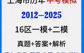 2025最新上海中考历年真题+一模二模三模真题及答案解析+中考数学压轴题专题PDF电子版 百度网盘下载