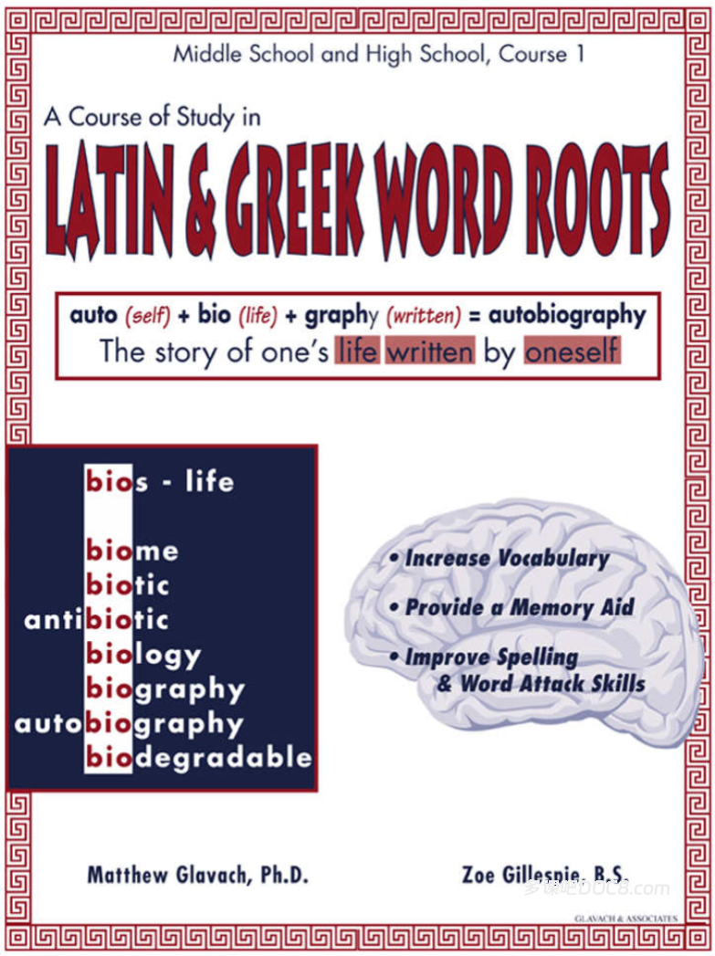 A Course of Study in Latin and Greek Word Roots BOOK COVER