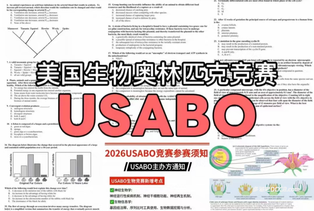 2025年+2026年USABO美国生物奥赛试题真题及答案解析资料合集附2027官方考前模拟真题 PDF电子版 百度云网盘下载