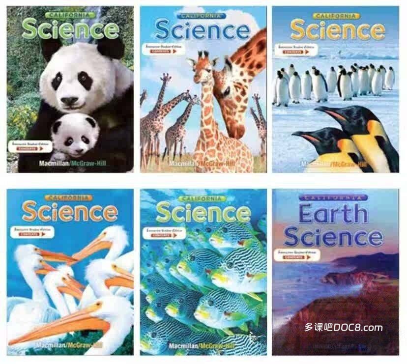 California Science + Interactive Text 加州科学GK-G6级 美国加州幼儿园小学科学教材全面深度解析