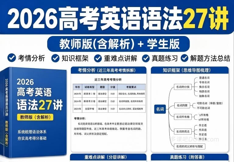 2026最新高中高考英语语法专项复习讲义（教师版+学生版） 全面深度解析 WORD可编辑电子版下载